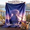 Custom Text Flannel Throw Blanket, Lightweight Cozy Bed Sofa BlanketFrieren Beyond Journey's End
