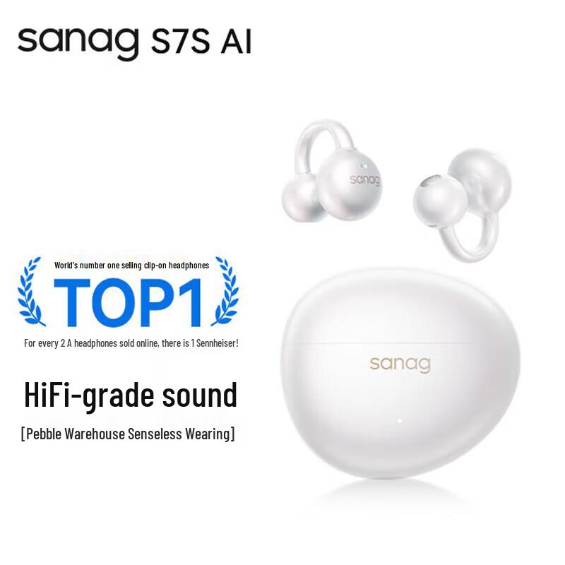Saina S7S AI Беспроводные Bluetooth-наушники с костной проводимостью, клипсы на ухо, открытого типа