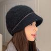 Темпераментный берет с короткими полями Детская осенне-зимняя двухслойная шерстяная шапка Теплая защита для ушей Универсальная молодежная шапка-баутоу