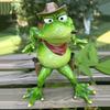 Фигурка Лягушки-Ковбоя Красный Шарф Мультяшная Статуэтка Лягушки Смола Скульптура Животного Для Дома