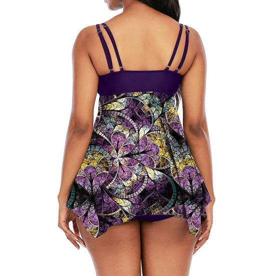 2 шт./комплект танкини комплект V-образный вырез слинг неровный подол купальник топы с подкладками для груди нет