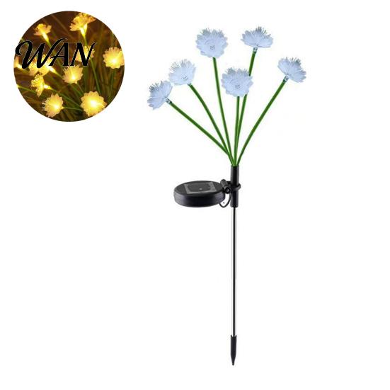 Outdoor Solar Garden Lights Flower Stake Light, Fiber Optic 6 Flowers, IP65 Decorative Powered Yard Decor Waterproof Pathway Light for Patio