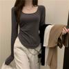 Long Sleeve T-Shirt Women's Spring 2024 New Irregular Slim-fit Short Top Girl Spice Girl Bottom Shirt