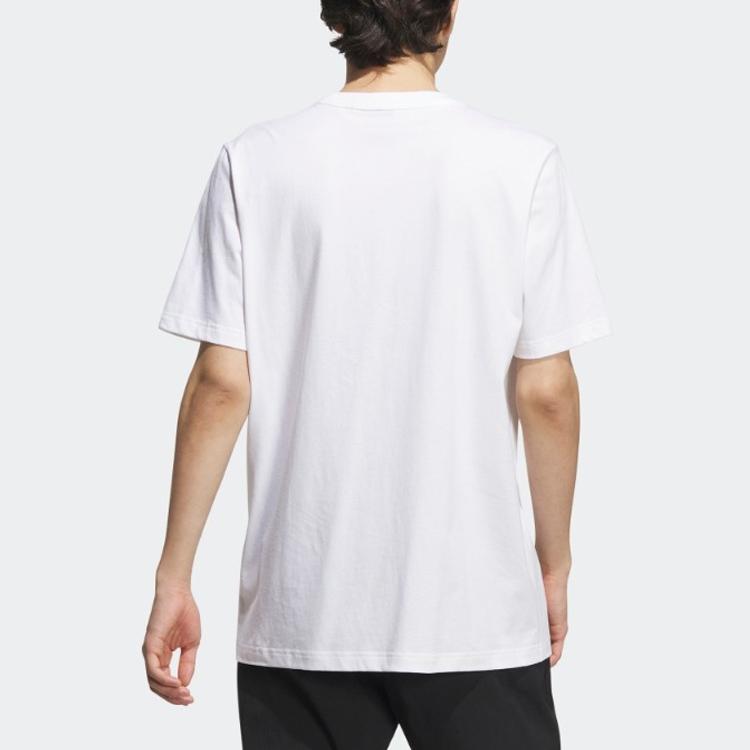 Adidas Футболка с логотипом алфавита, мультяшной пандой и принтом, с круглым вырезом и короткими рукавами, мужские топы, белые IP3966