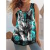 Summer Women's Sleeveless Colorful Cute Butterfly Wolf Tiger Print Vest Comfortable Soft Leisure Loose Fashionable Versatile Vest