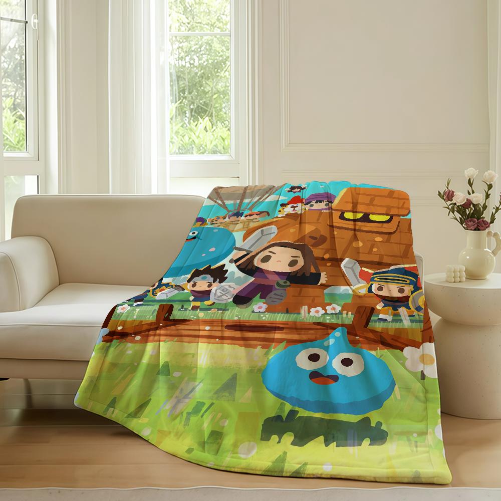 Cute game S Slime D Dragon Q Quest Blanket For Sofa Office Bed Plane Travel Sleep Read Relax Camping Soft And Warm