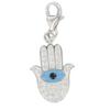 [Q4904] - Серебряный кулон-подвеска «Рука Фатмы» бирюзовый, серебристо-белый (родиевое покрытие) - 17х13 мм
