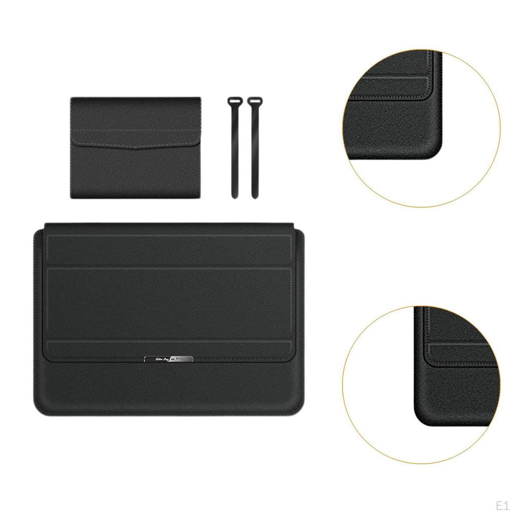 Laptop Sleeve Case Computer Bag Carrying PU Leather Stylish for 13/14inch with Invisible Stand
