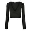 Urban Classics Womens/Ladies Ribbed Wrap Long-Sleeved Crop Top