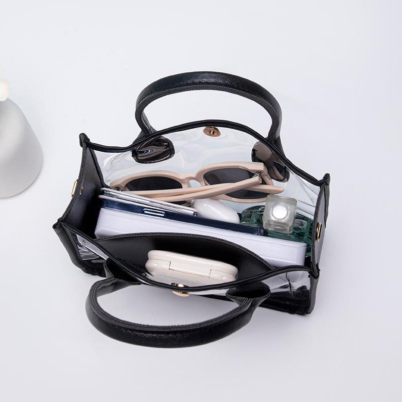 Сумка Женская 2025 Новая Прозрачный ПВХ с Кожаной Цепочкой Сумка Через Плечо Повседневная Маленькая Сумка
