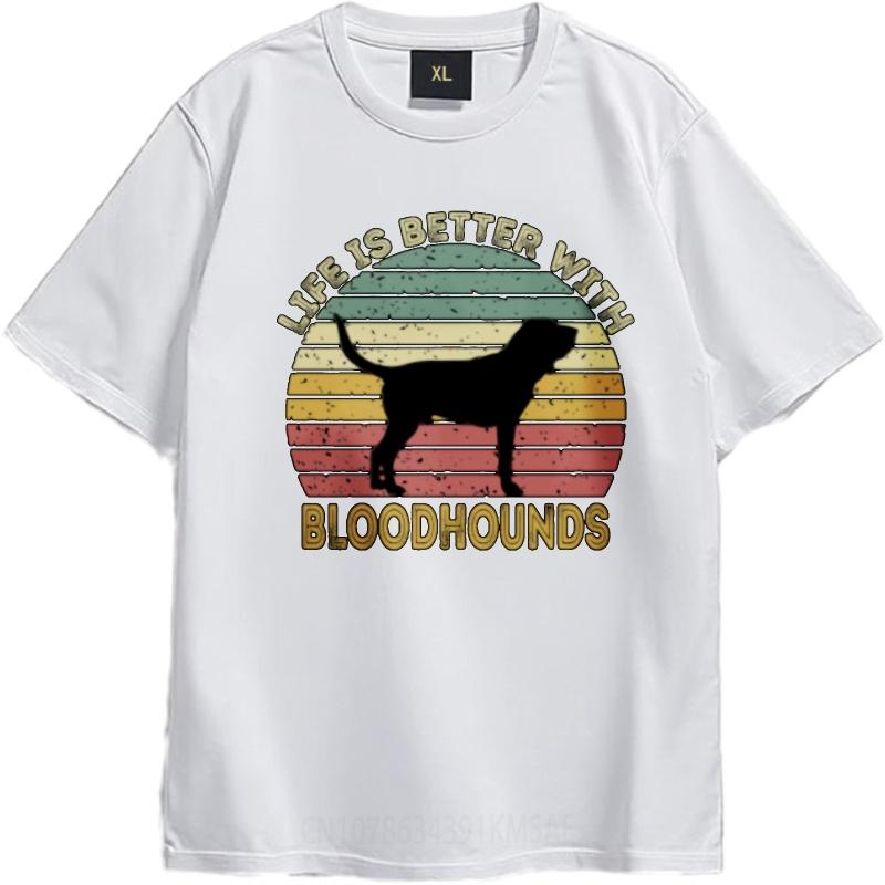 Printed Boys Short Sleeve Tshirt Casual Life Is Better With Bloodhounds Comfort Male Tops Solid Color Tshirt Quick Dry Shirt