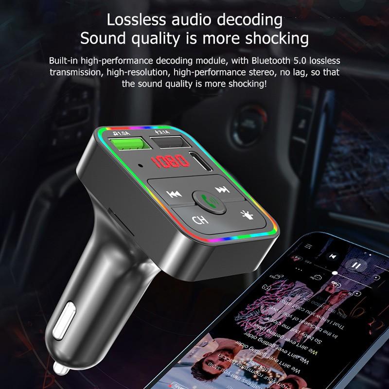 Беспроводной автомобильный комплект громкой связи Bluetooth, автомобильный FM-передатчик, дополнительный модулятор, ЖК-дисплей, MP3-плеер, зарядное устройство с двумя USB-портами