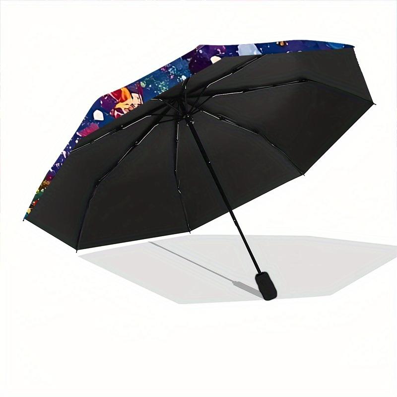 1pc Star Confetti Automatic Open/close Folding Compact Umbrella, 8-Rib Sturdy Canopy, Lightweight Portable, Everyday Use, Gift,078