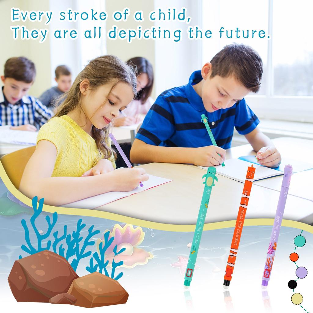 Generisch Erasable Pen Set Special Edition 3 Pens Perfect Cute 1ml Refill