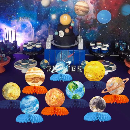 9 шт. Планета в форме сот, центральные украшения для стола в стиле космической солнечной системы, бумажные соты для дня рождения детей