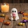 Summer Ghost Table Centerpiece Ice Cream Resin Figurine, Cute Spooky Desk Decor for Niche Home Halloween Home, Soft Ornament, Festive Gift Friends