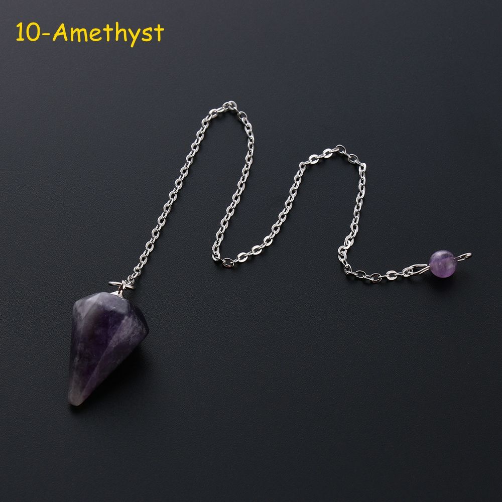 Jewelry Rose Quartz Amethyst Hexagon Pyramid Natural Stone Reiki Pendulum Pendant Amulet Crystal