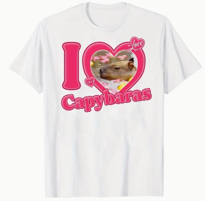 I Love Capybaras Unisexs Casual Short Sleeve Crew Neck Tshirt Unisexs Tee Outfits Summer Clothing Unisex Clothing