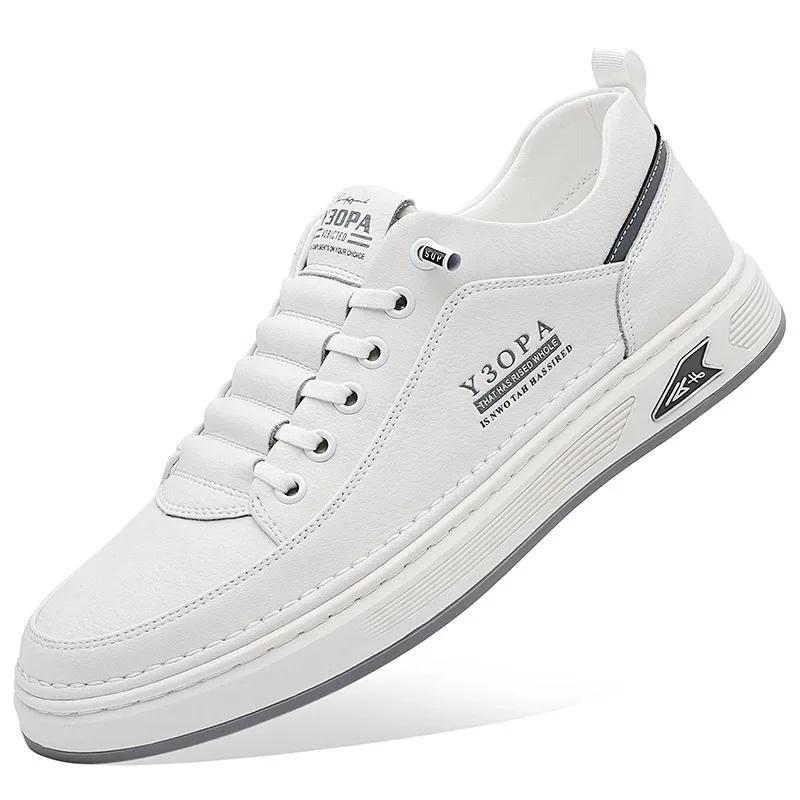 Мужская обувь Кожаные Повседневные Кроссовки Дышащая Обувь для Ходьбы Слипоны Обувь на Платформе Мужские Лоферы Резиновая Подошва Обувь Zapatillas