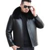 Пуховик из натуральной кожи, кожаная куртка, мужская повседневная утолщенная куртка с лацканами, зимнее пальто
