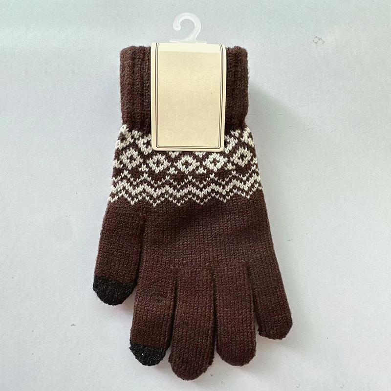 Вязаные перчатки для сенсорного экрана женские перчатки из пряжи и бархатного жаккарда