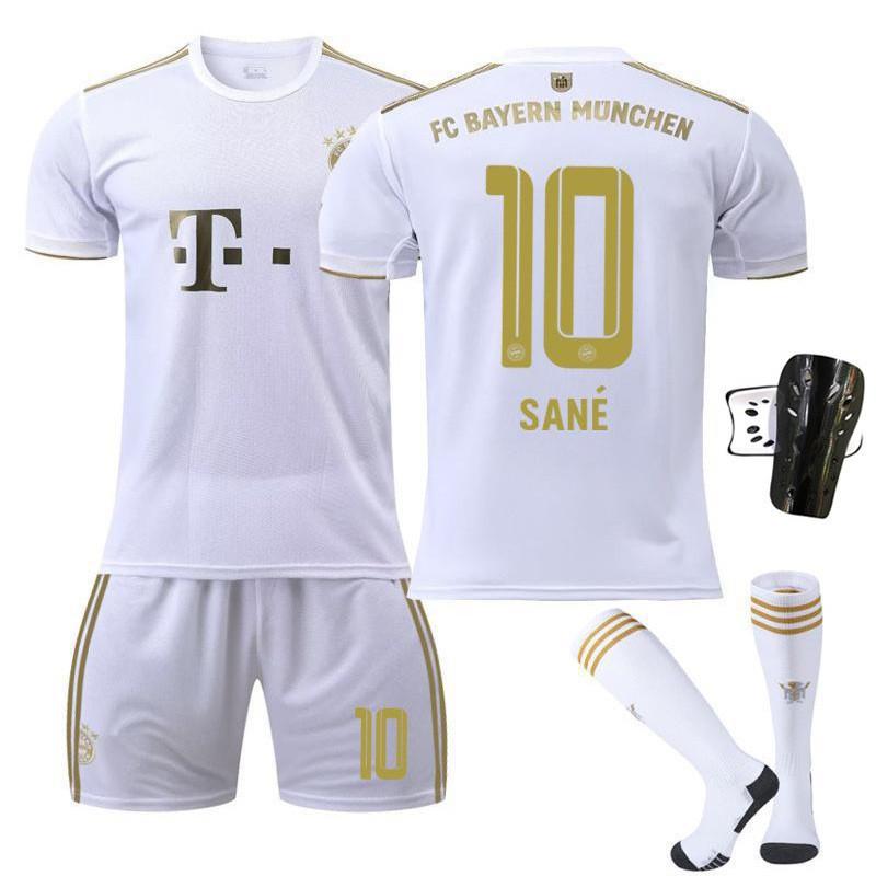 2223 Bayern Away White No. 17 Mane 4 Dericht 25 Muller Jersey Football Uniform Set Sportswear
