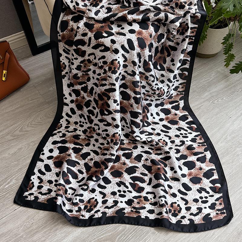 Summer Silk Scarf Female Imitation Silk Printing Long Scarf Lijing Forging Thin Shawl With Decorative Leopard Print Beach Towel
