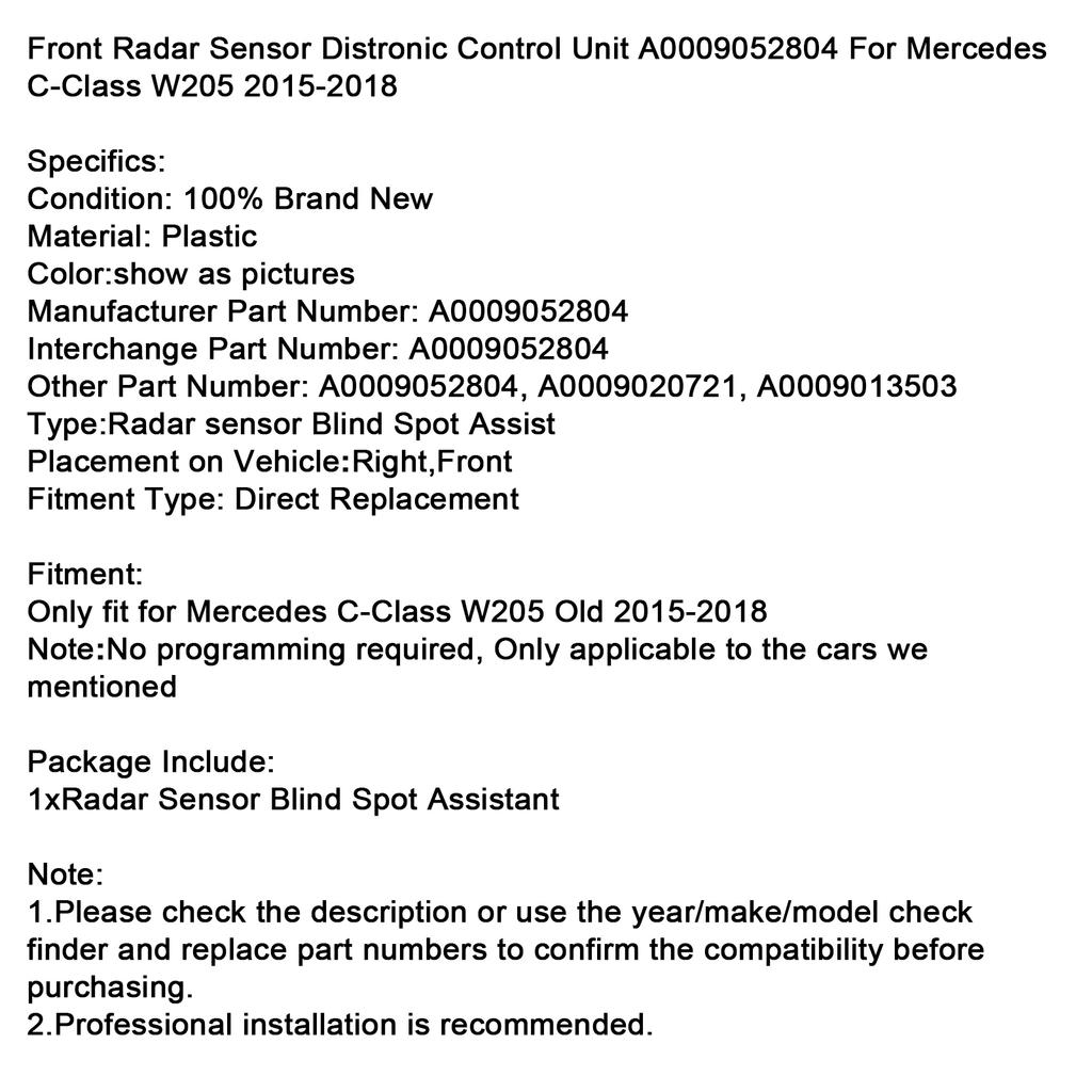 Блок управления передним радарным датчиком A0009052804 для Mercedes C-Class W205 15-18