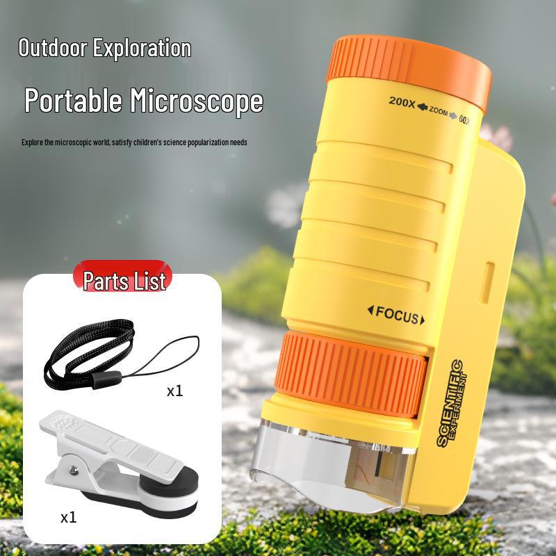Портативный детский микроскоп, научный набор: Развивающая игрушка для учеников начальной школы, идеальный подарок для мальчиков и девочек