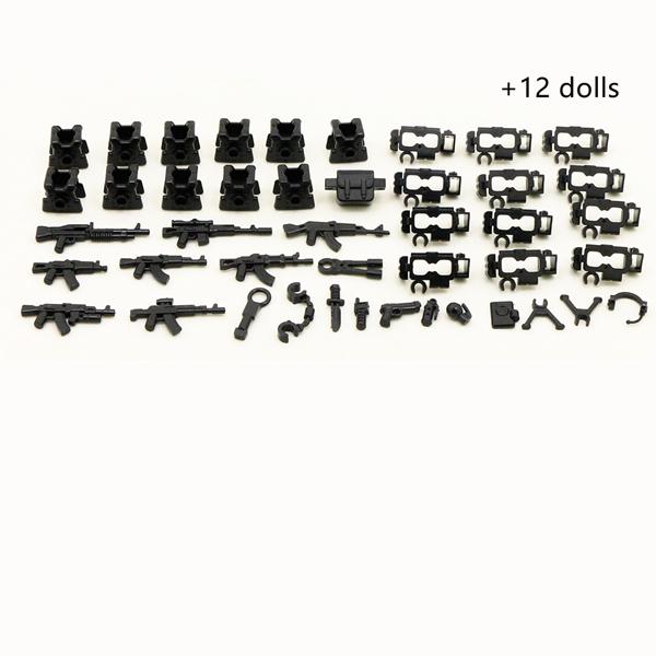 12 шт. SWAT, черная лодка, военная армия, команда спецназа, строительные блоки, кирпичные фигурки, развивающие игрушки, подарки