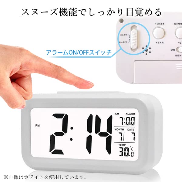 Alarm Clock Table Clock Stylish Digital Light Clock Easy To See Simple Thermometer Multifunctional Black