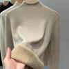 Winter Half High Collar Plush Knitted Sweater For Women Fashion 2024 Office-lady Pullover Sweaters Slim Fit Casual Warm Velvet Knitwear Clothes 30068