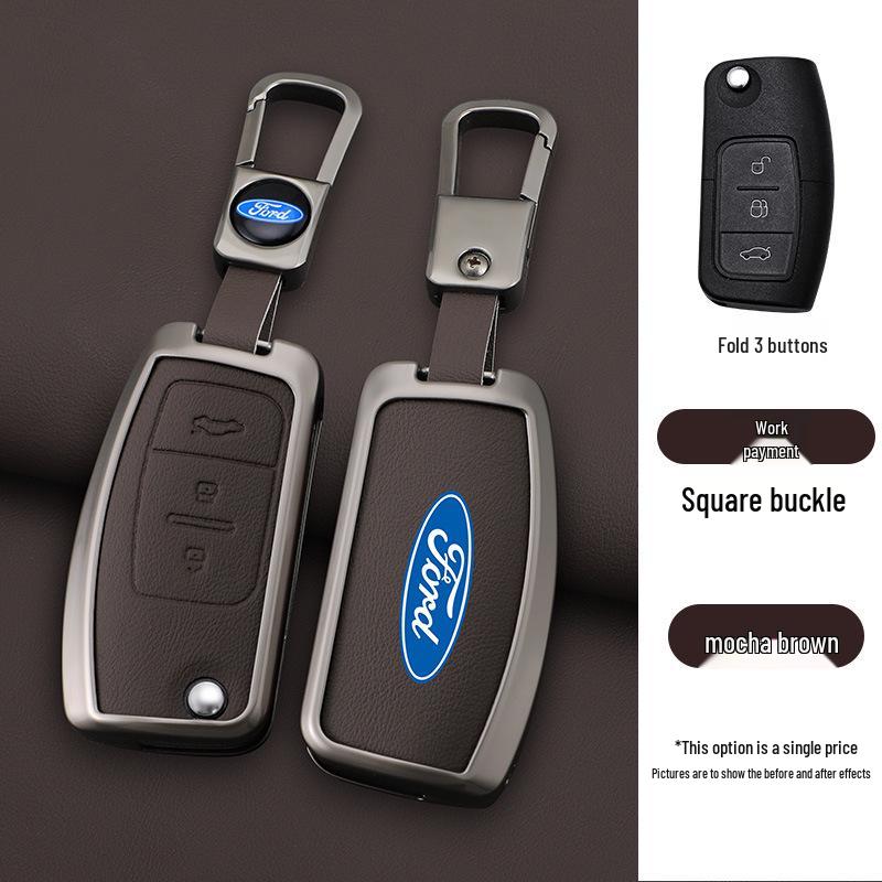 Чехол для ключа Ford Focus & Fiesta - Натуральная коровья кожа (Совместимо с моделями 09/11/12 и 16/18)