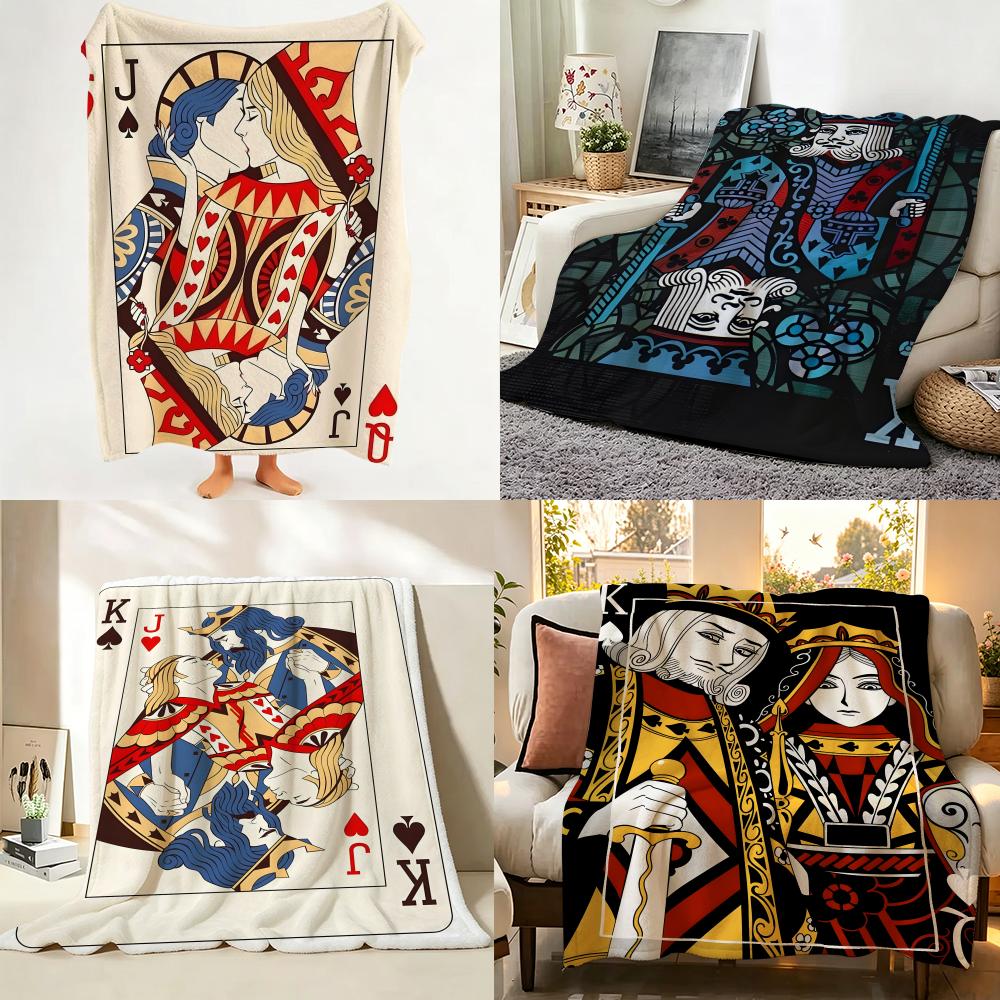 Game P Playing C Cards Throw Flannel Throw Blanket Suitable for Sofa Living Room Bedroom