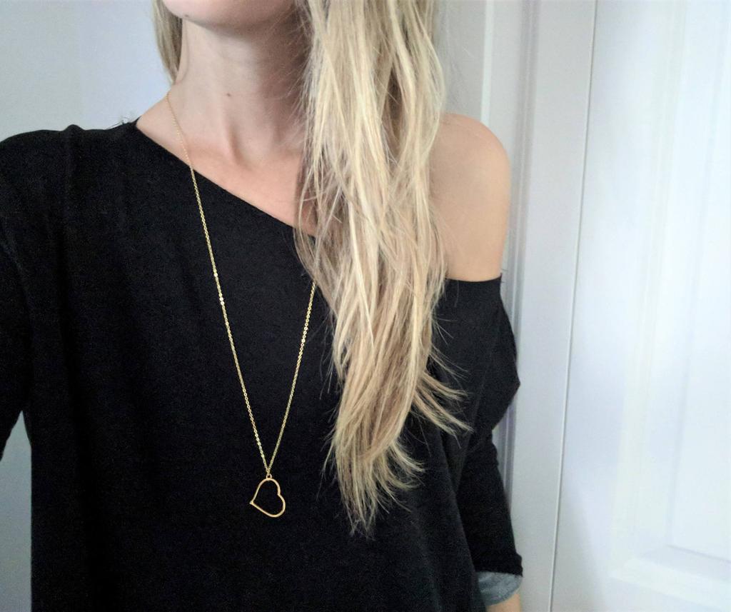 Простой металлический стиль, сексуальный, полый, форма сердца-персика, длинная цепочка-свитер, ожерелье, ожерелье, ожерелье