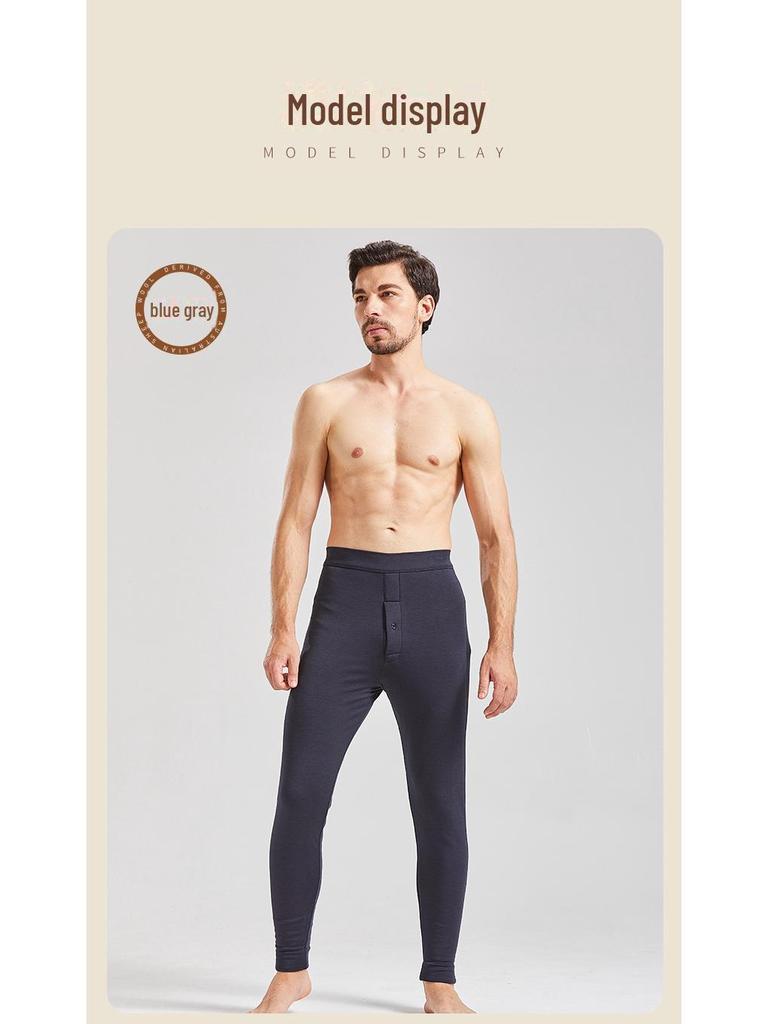 Мужские брюки с высокой талией из смеси хлопка и шерсти для магнитной терапии — утолщенные, отшлифованные, пригодные для машинной стирки, для тепла осенью/зимой.