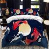 Japanese-Style Duvet Cover Set King Queen Full Size Ukiyo-e Theme Wave Pattern Polyester Bedding Set Fuji Mountain Exotic Style