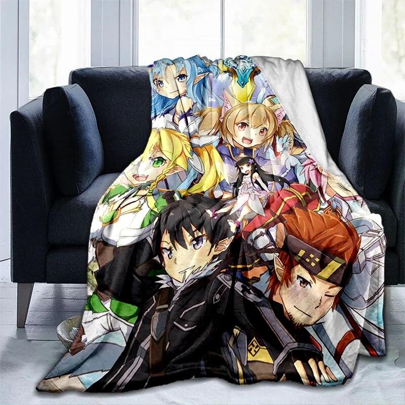 Популярное аниме SAO Sword Art Online, аниме, современное одеяло Gedruckt Bettdecke Geschenk, фланелевые мягкие плюшевые одеяла для дивана-кровати