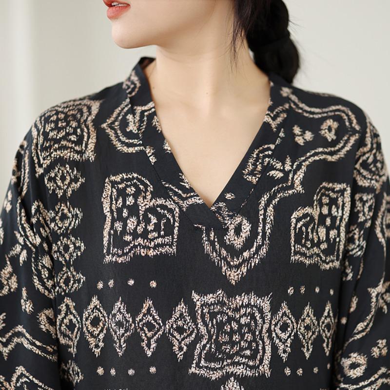 DIMANAF Новое Женское Платье Большого Размера Весна Лето Длинное Свободное Базовое Винтажное Оверсайз С Длинным Рукавом Макси Цветочное 2026