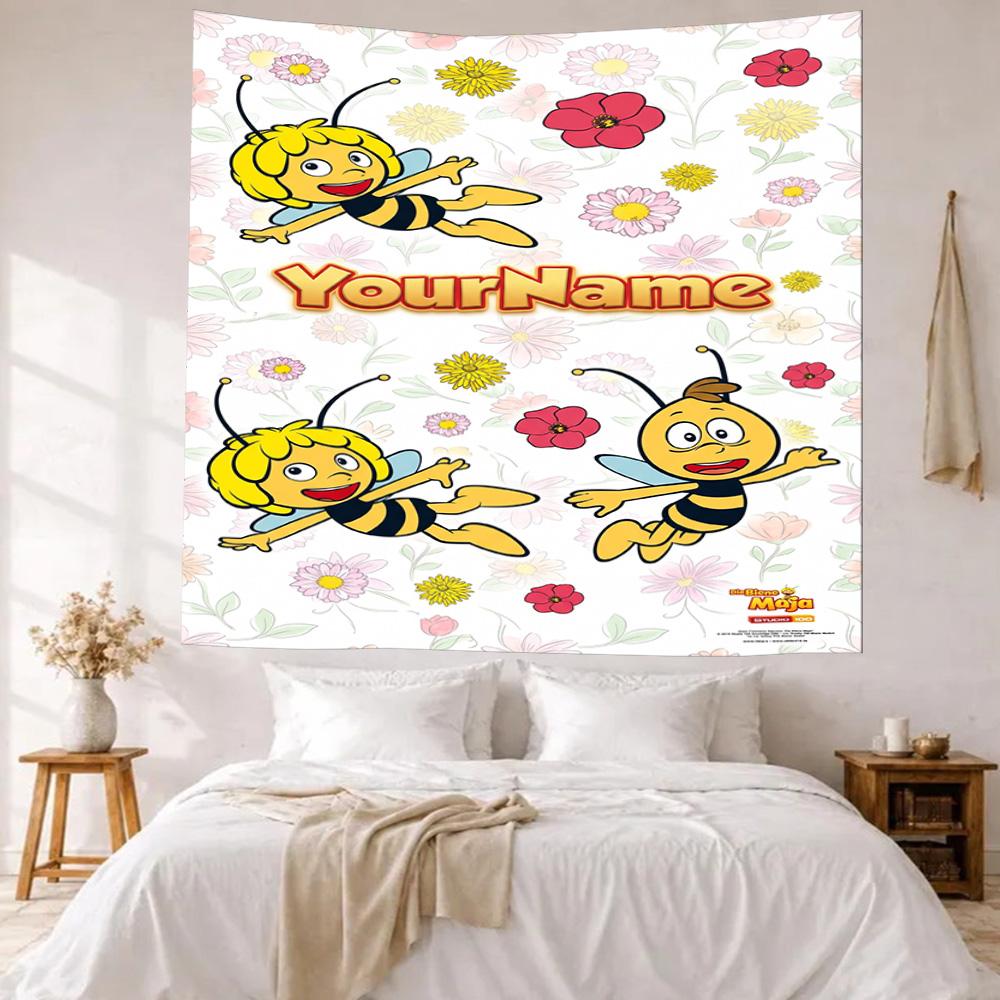 Biene Maja Custom Your Name Wall Decor Tapestry Art For Pet Memorial Birthdaywedding Party Backdrop Family Gift