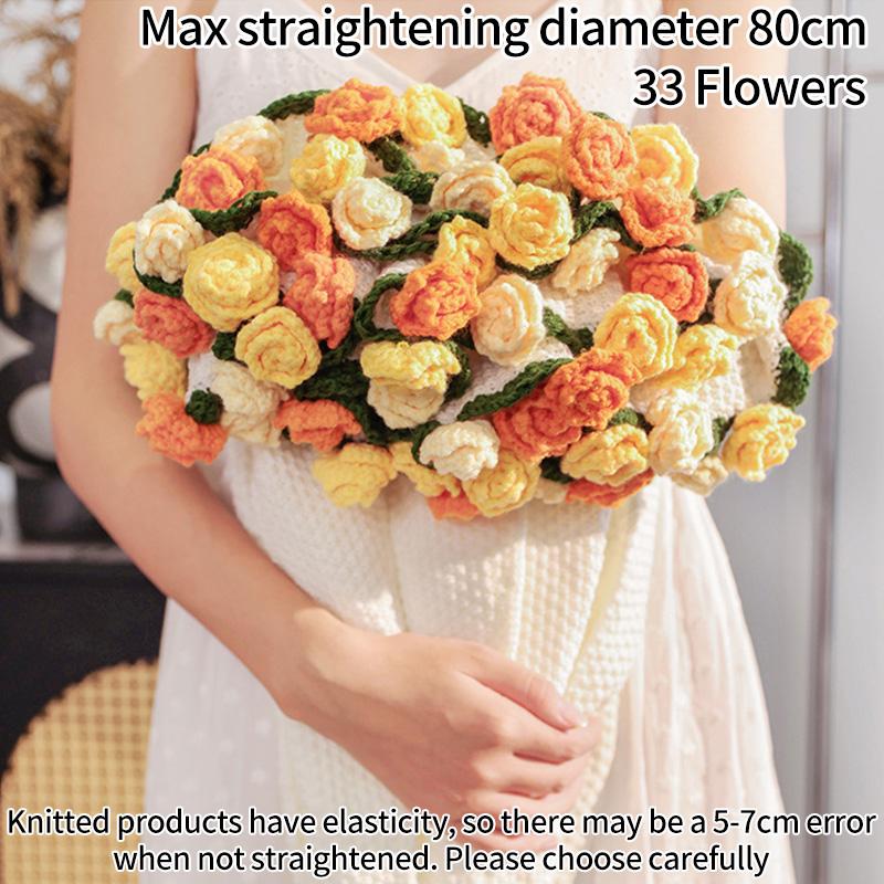 Multicolored Pointed-Angled Rose Bouquet Blankets Hand-Knitted Crocheted Rose Sofa Blankets Wedding Valentine Girlfriend Gifts