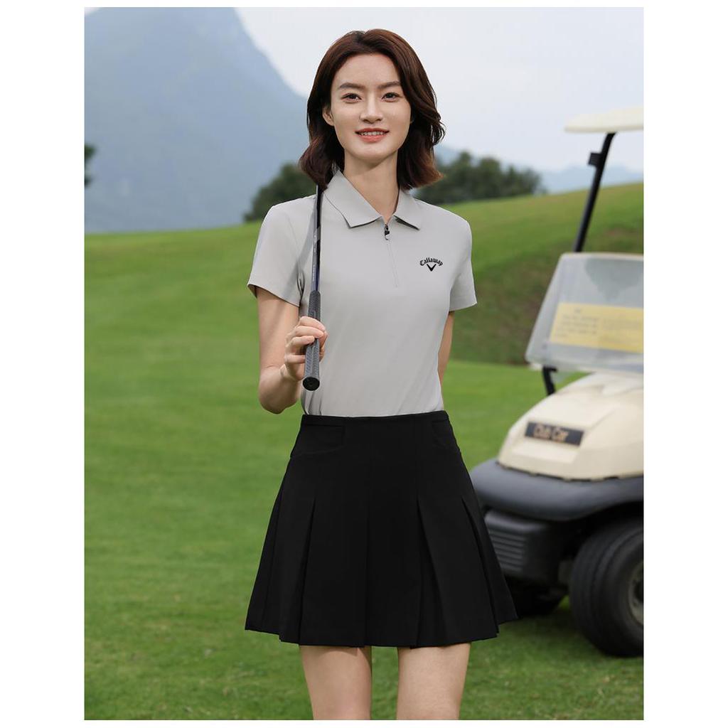 Callaway 2025 Летняя вышивка Высокое качество Гольф Бизнес Досуг Спорт Стиль Эластичный воротник-молния Рубашка поло