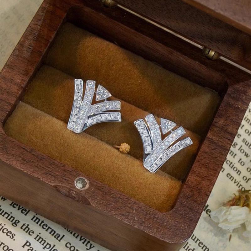 Роскошные геометрические серьги-гвоздики Huitan с блестящими кубическими цирконами, модные аксессуары для ушей, изящные аксессуары