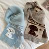 Jacquard Cartoon Cat Knitted Scarf Sweet Cool Winter Wool Scarf Puppy Cycling Neckerchief  Girls
