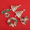 Korean Style Enamel Rhinestone Brooches Santa Claus Christmas Tree Brooch Decoration