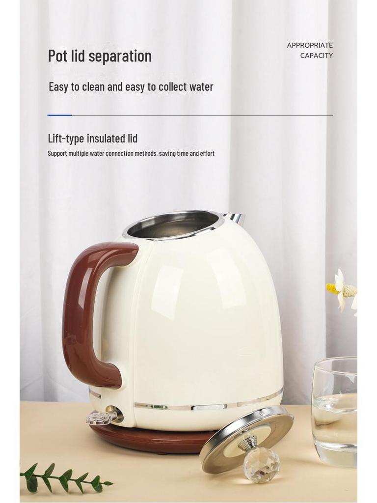 Электрический чайник из нержавеющей стали европейского стандарта 304 — в стиле ретро, с автоматическим отключением, для бытового использования.