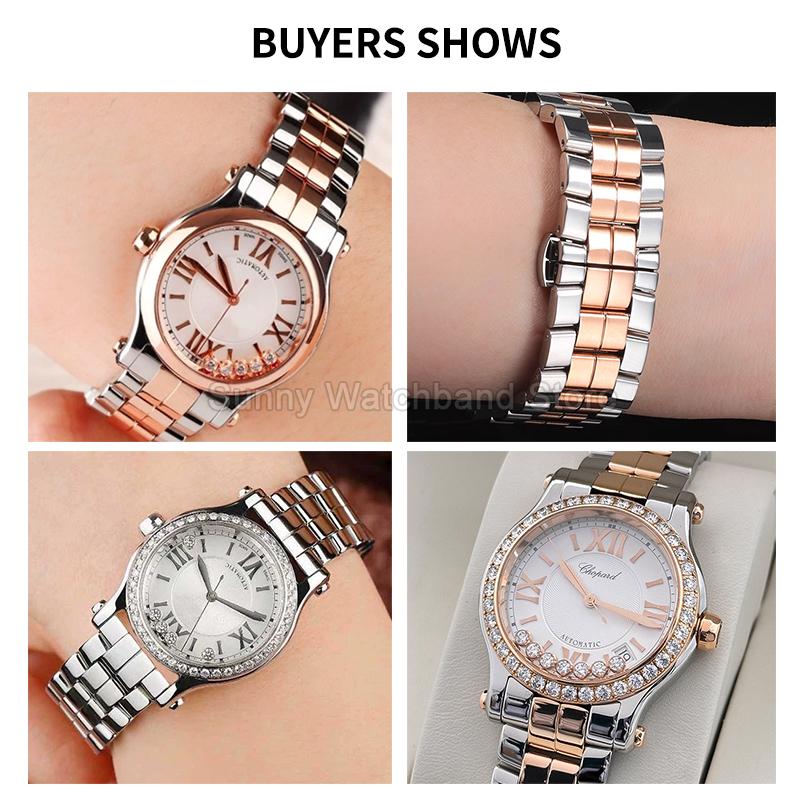 Stainless Steel Watch Strap for Chopard Happy Diamonds Series 15mm 18mm Special Lady Style Flat Interface Steel Watch Accessory