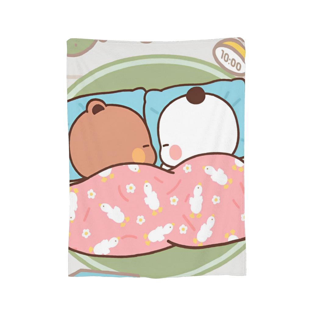 Bubu and Dudu Blanket Velvet Panda And Brownie Bear Couple Warm Throw Blanket for Bedding Couch Bed Rug