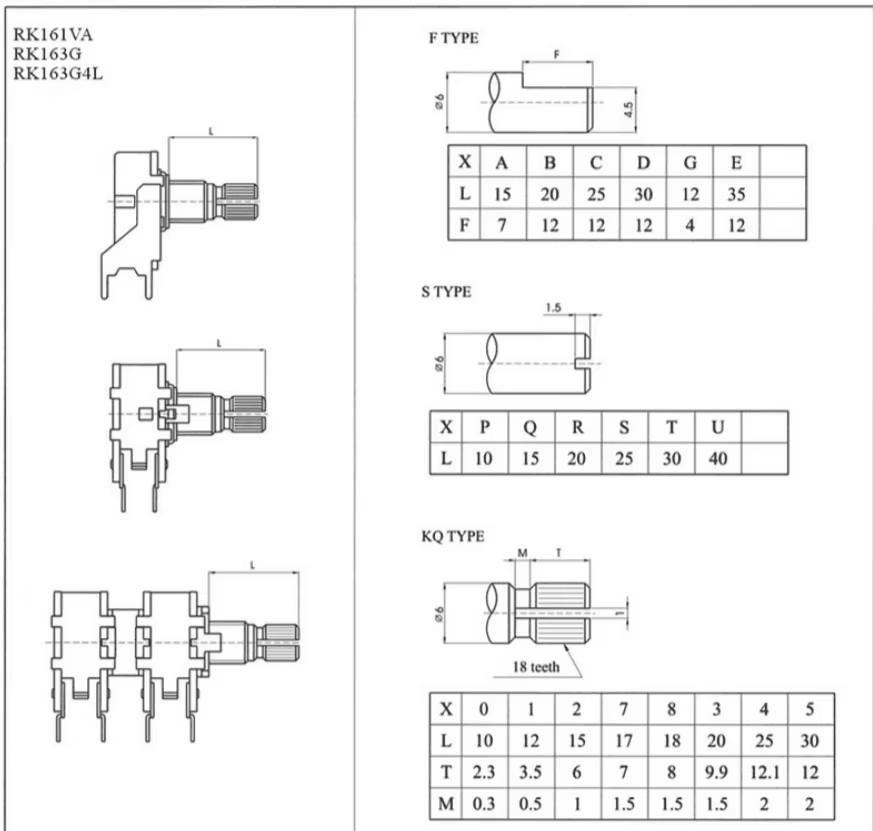 5 шт. 10к Потенциометр ручка 1К 100К 5К 50К ОМ WH148 Вал с гайкой 3-контактный Линейная шкала Вращающийся B10K для Arduino diy набора