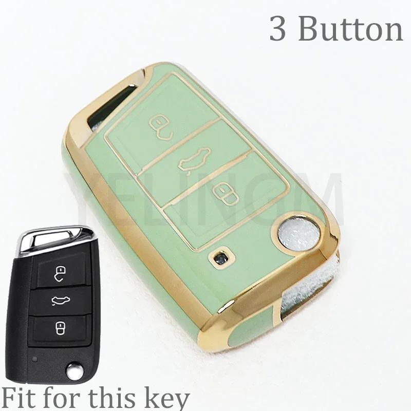 Чехол-накладка из ТПУ для ключа-брелока автомобиля, полная защита для VW Volkswagen Golf 7 MK7 Tiguan MK2 для SEAT Ateca Leon FR 2 Ibiza для Skoda Octavia
